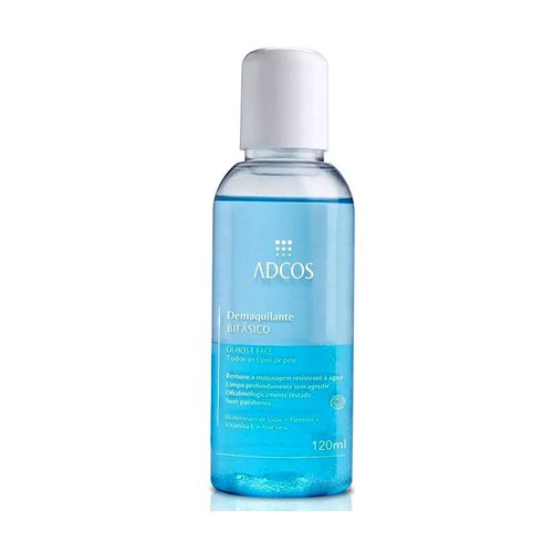 Adcos Bi-Phase Makeup Remover for All Skin Types Eyes and Face Panthenol Vitamin E Aloe Vera 120ml/4.05 fl.oz