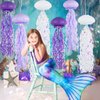 ADLKGG Purple Jellyfish Paper Lanterns, Under The Sea Party Decorations, Hanging Jelly Fish for Mermaid Ocean Themed Birthday Party Decorations, Baby Shower Classroom Decor, 6PCS