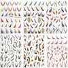 6 Sheets French Tip Nail Art Stickers 3D Self-Adhesive Gold Glitter Nail Decals Stripes Waves Lines Nail Design Stickers Acrylic Nail Art Supplies DIY for Women and Girls Manicure Tips