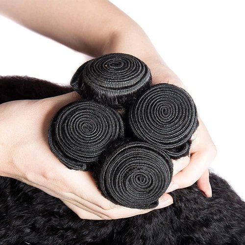 Natural Black Human Hair Bundles Color #1B Kinky Straight Bundles Unprocessed Brazilian Virgin Human Hair Extensions Same Length 3 Bundles 20 20 20 Inch Natural Color Wet and Wavy Bundles