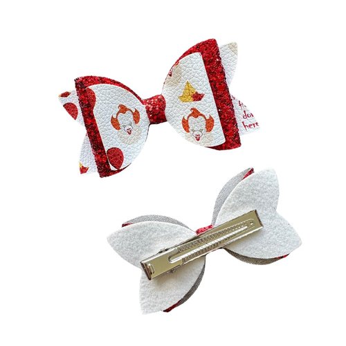 Halloween Scary Movie Inspired Glitter Leather Hair Bow Costume/Cosplay Scary Hair Bow by Inpsired Bows