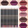 MAEPEOR Matte Lip Liner 12 PCS Nude Brown Series Highly Pigmented and Smoothly Velvet Lipliner Pencil Set Long Lasting and Waterproof Durable Lip Liners (12PCS-1)