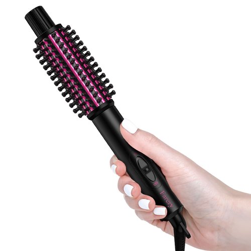 FARERY Mini Thermal Brush, Small Curling Iron Perfect for Touch Ups, Non-Blowing Heated Round Brush for Smooth Curls, Curling Iron Brush 1 Inch, Dual Voltage, Travel Size with Pouch Bag