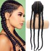 Black Braid Wig Long Braided Lace Front Wigs for Black Women Long Straight Twist Braided Wigs with Baby Hair Hairline Lace Front Wigs Box Lightweight Synthetic Wig Heat Resiatant Fiber Cosplay 30Inch