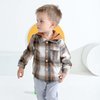 KIMI BEAR Baby Boy Clothes Toddler Long Sleeve Button Down Shirts Fall Winter Coat Baby Brown Plaid Flannel Shirt Jacket Top 12 18 Months Boys Clothes