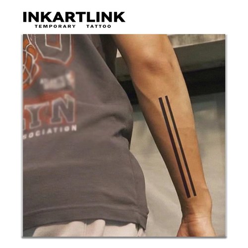 INKARTLINK Tattoo Tech, 2 Sheets Medium Semi Permanent Tattoo, Adult Art Design Temporary Tattoos, Lasts 1-2 Weeks, Waterproof, Realistic Look (Minimalist Line Armlet Design)