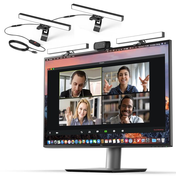 HumanCentric Video Conference Lighting - Webcam Light for Streaming, LED Monitor and Laptop Light for Video Conferencing, Zoom Lighting for Computer, Replaces Ring Light for Zoom Meetings, Double Kit