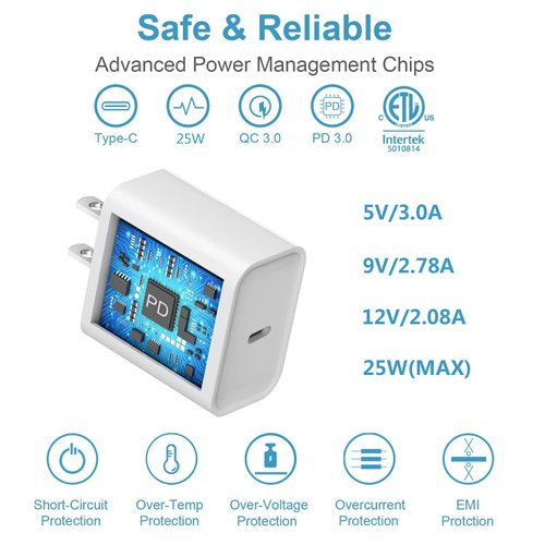 for iPhone 15/16 Charger USB C PD 3.0 25W Wall Charger 2 Pack Fast Charging Type C Charger Block with 6FT 3A Cable for iPhone 15/16 Plus Pro Max iPad 10/Pro Mini 6 Air4/5
