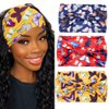 Urieo 3 Pcs Boho Printed Headbands Butterfly Wide Hairband Stretchy Knotted Turban Headband Yoga Workout Non-slip Head Wraps Headband for Women