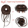 HOOJIH Messy Bun Hair Piece, Super Long Tousled Updo Hair Bun Extensions Wavy Hair Wrap Ponytail Hairpieces Hair Scrunchies with Elastic Hair Band HB007 Grace - Warm Brown with little black mixed