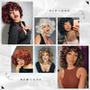 SOFUN Short Curly Wigs for Black Women Afro Curly Wig with Bangs Loose Cute Curly Fluffy Wavy Big Bouncy Fluffy Curly Wig(Ombre Blonde)