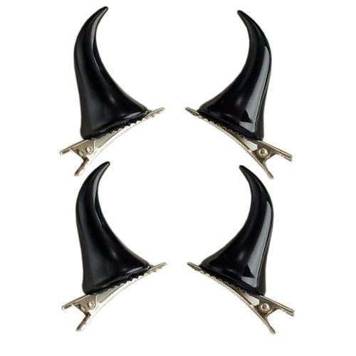 Devil Horn Hair Clips Halloween Hair Clip for Men Women Girls Hairpin Halloween Cosplay Costume Headwear Hair Accessories WJR33 (2 Pairs Black)