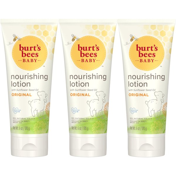 Burt's Bees Baby Nourishing Lotion, Original Scent Baby Lotion - 6 Ounce Tube - Pack of 3