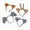 Fun Express Plush Zoo Animal Headbands w Ears (1 dozen) Jungle Party Favors and Costume Accessories, Zebra, Giraffe, Elephant &Tiger - VBS Vacation Bible School Supplies/Decor