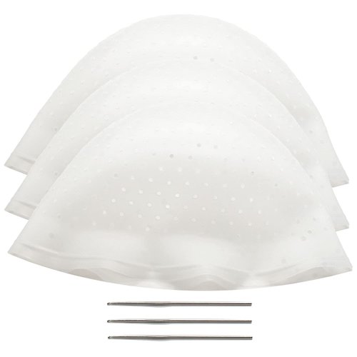 Holes Opened Hair Highlighting Cap with Hook Kit Silicone Dyeing Cap Frosting Cap DIY Highlights Cap at Home Hair Salon Barber Reuseable Highlight Cap Pre Punched 3 PCS (White)