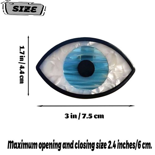 YOSOMK 3" Retro Blue Eye Hair Claw Clips - Non-slip Small Hair Accessories for Women With Unique Design and Stitching Color for Thick and Thin Hair