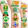 87PCS Little Girl Cub Scout Cookies Temporary Tattoos Stickers Theme Birthday Party Decorations Supplies Favors Decor Cute Junior Brownie Scouts Tattoo Gifts For Kids Adults Boys Girls Prizes Carnival