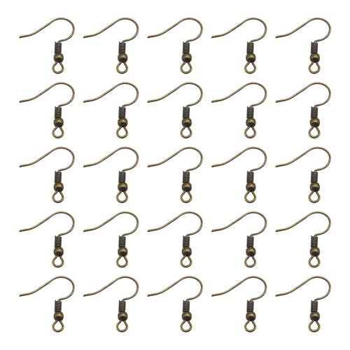 TOAOB 100pcs Earring Hooks Hypo Allergenic French Ear Wires with Ball and Coil 18mm Antique Bronze Fish Hook Earrings Making Supplies Jewelry Findings