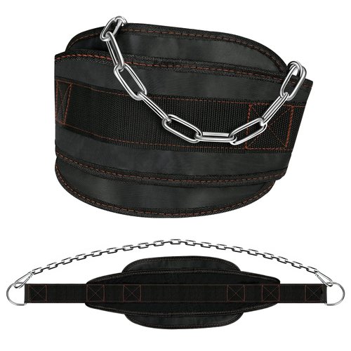 Dip Belt for Weight lifting, Weight Belt with 34'' Extra Long Adjustable Steel Chain, Pull Up Belt for Powerlifting, Strength Training and Bodybuilding, Comfortable Waist Back Support for Men & Women