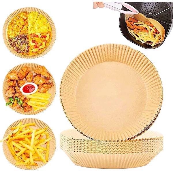Pack of 30 Air Fryer Disposable Baking Paper, Round Baking Paper, Air Fryer Parchment Paper, Waterproof and Oil-proof for Frying Pan, Oven, Grill, Cook, Steam, Fryer and Hot Air Fryer