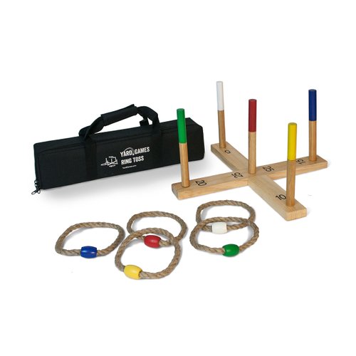 Ring Toss Game Premium Set with Finished Wood and Durable Carrying Case