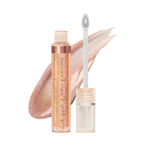 L.A. Girl Lumilicious Luminous Lip Gloss for Women- Champagne Lip Gloss, Infused with Aloe, Rose Hip Fruit Oil, Argan Oil, Vitamin E & Sweet Almond Oil, Long-Lasting, Nourishing - 3ml