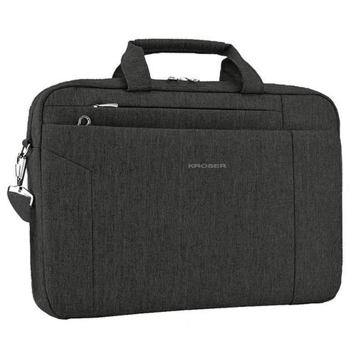 KROSER Laptop Bag 15.6 Inch Briefcase Shoulder Bag Water Repellent Laptop Bag Bussiness Carrying Handbag Laptop Sleeve for Women and Men-Charcoal Black