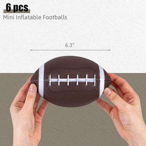 Shindel Mini Inflatable Footballs, 6 Pack Brown Football 6.3 Inch Waterproof Football Toys, for Kids Perfect Outdoor and Indoor Games, Football Lovers Gifts, Super Bowl LVII Party Favors