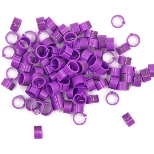 Juroicessry 100Pcs Purple Number (001-100) Inner Diameter 8mm Pigeon Leg Poultry Dove Bird Band Rings Foot Pigeon Supplies Parrot Clip Bird Toys