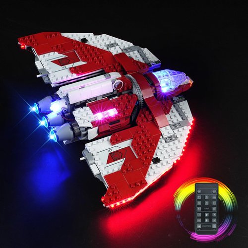 DALDED LED Lighting Kit for Lego Star Wars Ahsoka Tano’s T-6 Jedi Shuttle 75362, LED Light Compatible with Lego 75362 Building Block Models (Remote Control Version)