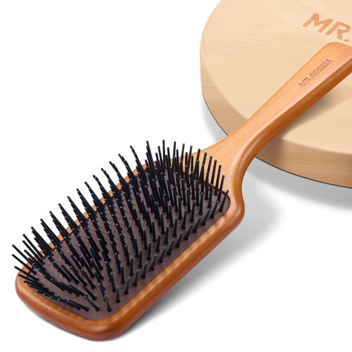 MR.GREEN Hair Brush Natural Maple Wide Board Massage Scalp Comb Air Cushion Anti-Static Detangle ...
