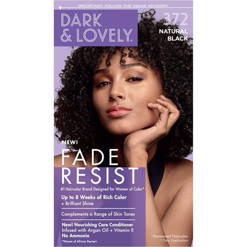 Dark & Lovely Hair Color Fade Resist 372 [Natural Black] (Pack of 4)