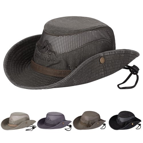 Obling Sun Hat, Fishing Hat UPF 50 Wide Brim Bucket Hat Safari Boonie Hat Army Green