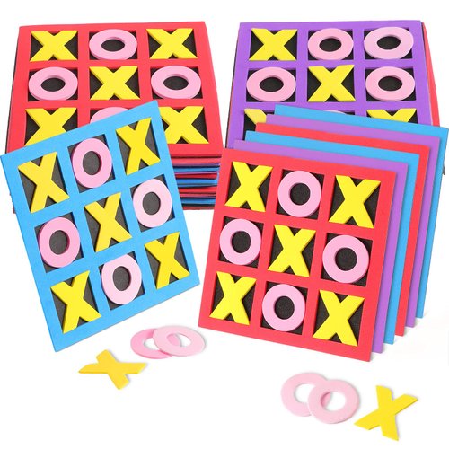 Tic Tac Toe - (Pack of 36) Foam Tic-Tac-Toe Mini Board Game for Kids - for Birthday Party Favors, Goody Bag Fillers, End of Year Gifts for Students (Blue, Purple, Red)
