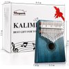 FLSEPAMB Kalimba 17 Key Thumb Piano with Mahogany Wood Portable Mbira Finger Piano Gifts for Kids and Piano Beginners Professional (Blue)
