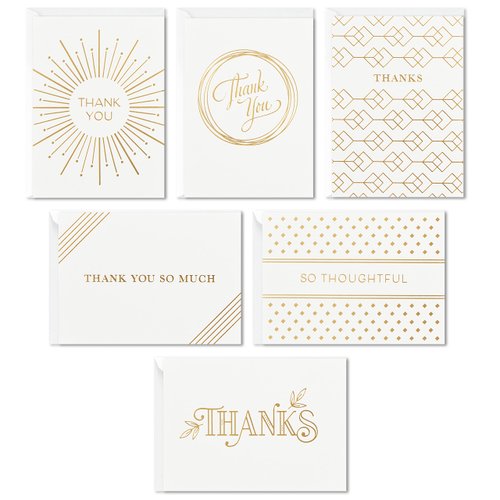 Hallmark Thank You Cards Assortment, Gold Foil (120 Thank You Notes with Envelopes for Wedding, Bridal Shower, Baby Shower, Business, Graduation)