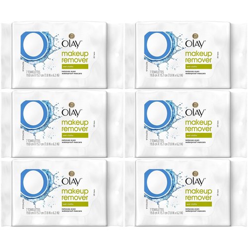 Olay Makeup Remover Wet Cloths, 7 Count (Pack of 6)