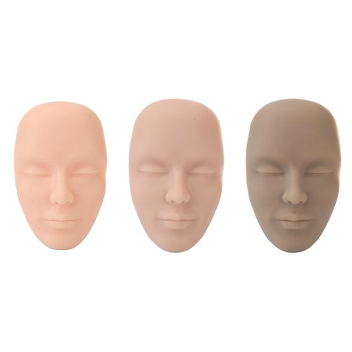 Microblading Practice Face Skin, 3pcs 5D Practice Skin Head Silicone Semi Permanent Microblading Training Facial Skin Lash Mannequin Head for Makeup