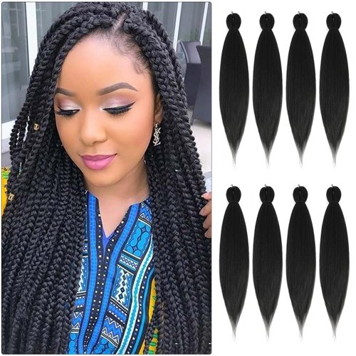 Braiding Hair Pre Stretched Long Pre Stretched Braiding Hair Extensions Braiding Hair Pre Stretched 22 Inch 8 Packs Synthetic Braiding Hair Extensions For Braids (22inch,1B)