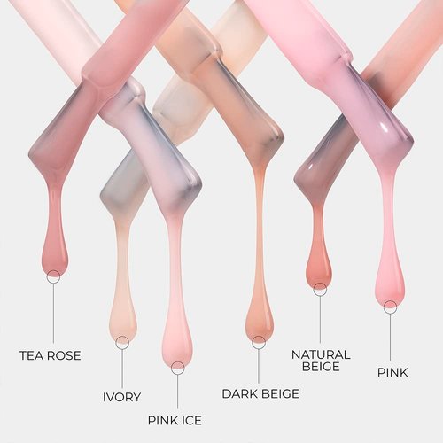 Kodi Professional Natural Rubber Base 12ml. (0.42 fl oz) Camouflage/Color, Pink, Beige, Rose, Ivory Gel LED/UV Nail Coat Soak Off Original + Gift Nail File (Rubber Base DARK BEIGE 7ml.)