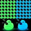 Hiboom 120 Pcs Glow in The Dark Rubber Ducks Squeaky Luminous Light up Rubber Ducks Fluorescent Floating Bath Mini Glow Toys Light up Duck for Adults Birthday Party Favors, Blue, Green
