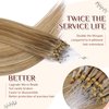 KiiKiiGirl Virgin Microlink Hair Extensions - Human Hair,16inch Micro link Hair Extensions Human Hair Micro Beads Hair Extensions Human Hair Chocolate Brown to Caramel Blonde 30G/Pack
