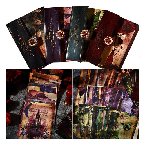 Vilikya 80 Sheets Gothic Scrapbook Paper, Vintage Junk Journal Supplies for Scrapbooking Kit, Magic Decorative Paper for Journaling Book Pages, Dark Academia Wall Decor for Room Decorations