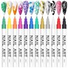 12 Color 3D Nail Art Pens Set, Kalolary Nail Polish Pens Nail Point Graffiti Dotting Pen Drawing Painting Liner Brush for DIY Nail Art Beauty Adorn Manicure Tools(A)