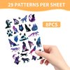 Wolf Party Temporary Tattoos - 8 Sheets Animal Themed Tattoos Birthday Party Favors Supplies Decorations, Beautiful Starry Sky Wolves, Treat Bag Stuffers, Classroom School Prize