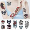 Y 10 Sheet Skull Flower Temporary Tattoo Stickers Men Women Makeup Festival Carnival Birthday Party Fake Body Tattoos for Horror Theme Face Tattoos Body Tattoos