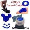 700 PCS Blue Crags Ferrite Putty for Adults Ferrite Stones, Satisfying Fun Fidget Office Desk Toy, Blue Color Beads with Separator Card, Storage Bag & a tin Box, 350gr