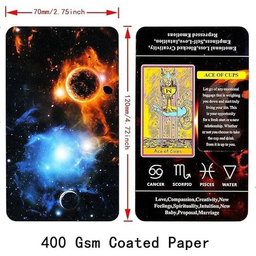 QCFQCF Tarot Cards for Beginners,Tarot Cards with Meanings on Them,Tarot Learning Deck, Reading Divination Tool