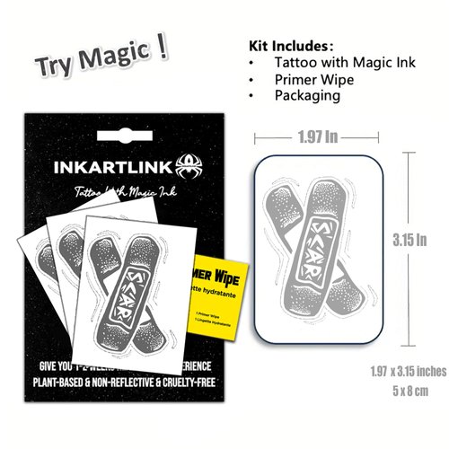 INKARTLINK Semi Permanent Tattoos, 3 Sheets of Small Temporary Tattoos, Adult Art Designs, Party Favors, Waterproof, Realistic, No Adhesive, No Reflective, Lasts 1-2 Weeks (Band-Aid)