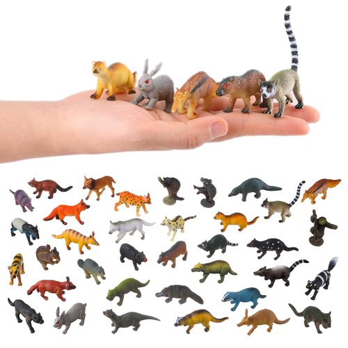 JOKFEICE Small Animal Figures for Kids, 36PCS Realistic Forest Animals Baby Figurines, Woodland Creatures Figurines, Educational Toys for Christmas Science Project Cake Party Decor